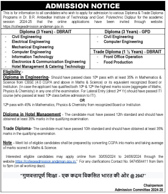 Admission circular