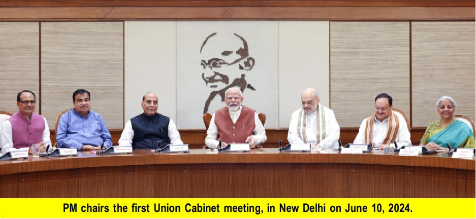 PM chairs the first Union Cabinet meeting, in New Delhi on June 10, 2024